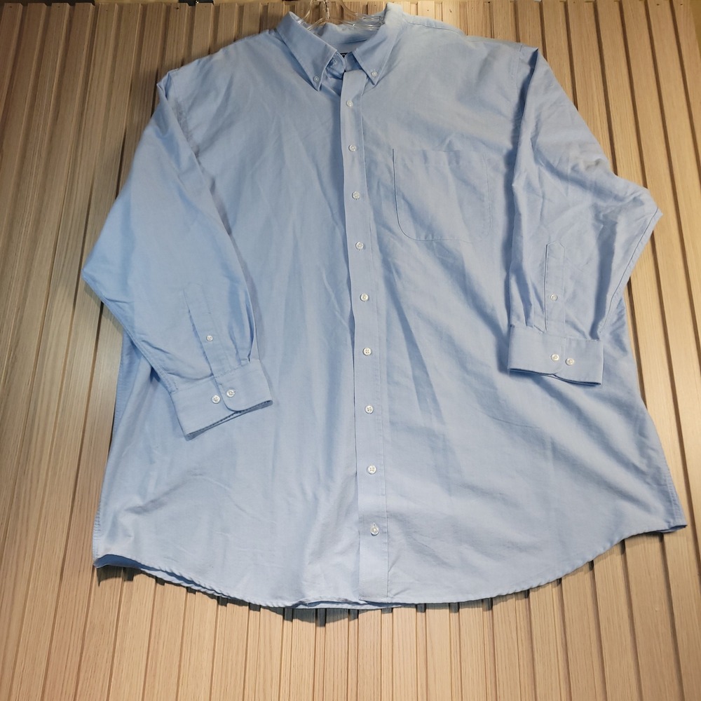 GS Button Down Shirt Mens 20 35/36 Blue Good Classic Fit Neck Relaxer Oxford